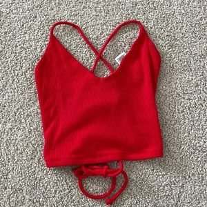 Garage red ribbed tank size S
